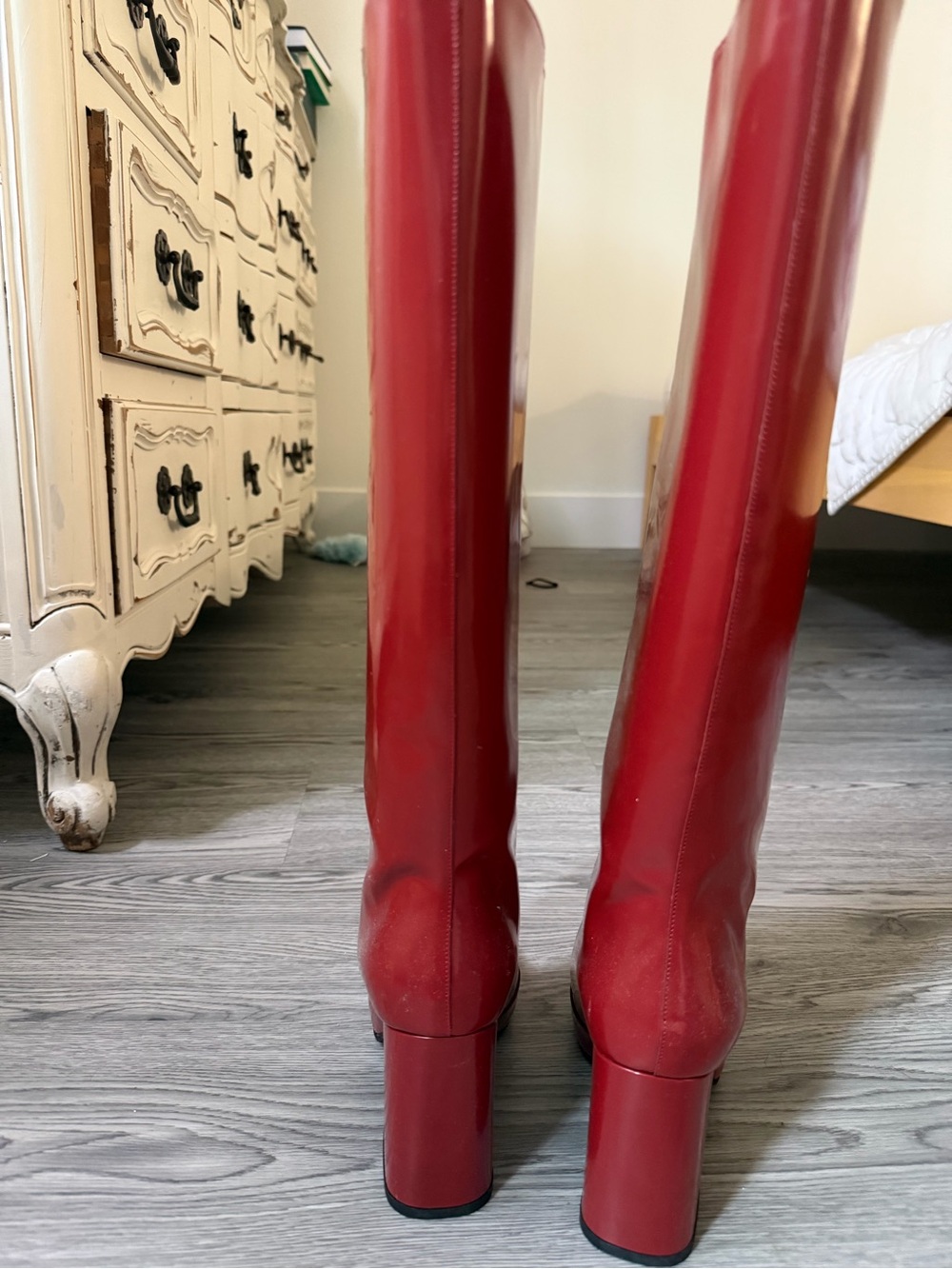 Marni glossy red patent knee-high heeled boots - Picture 2 of 5